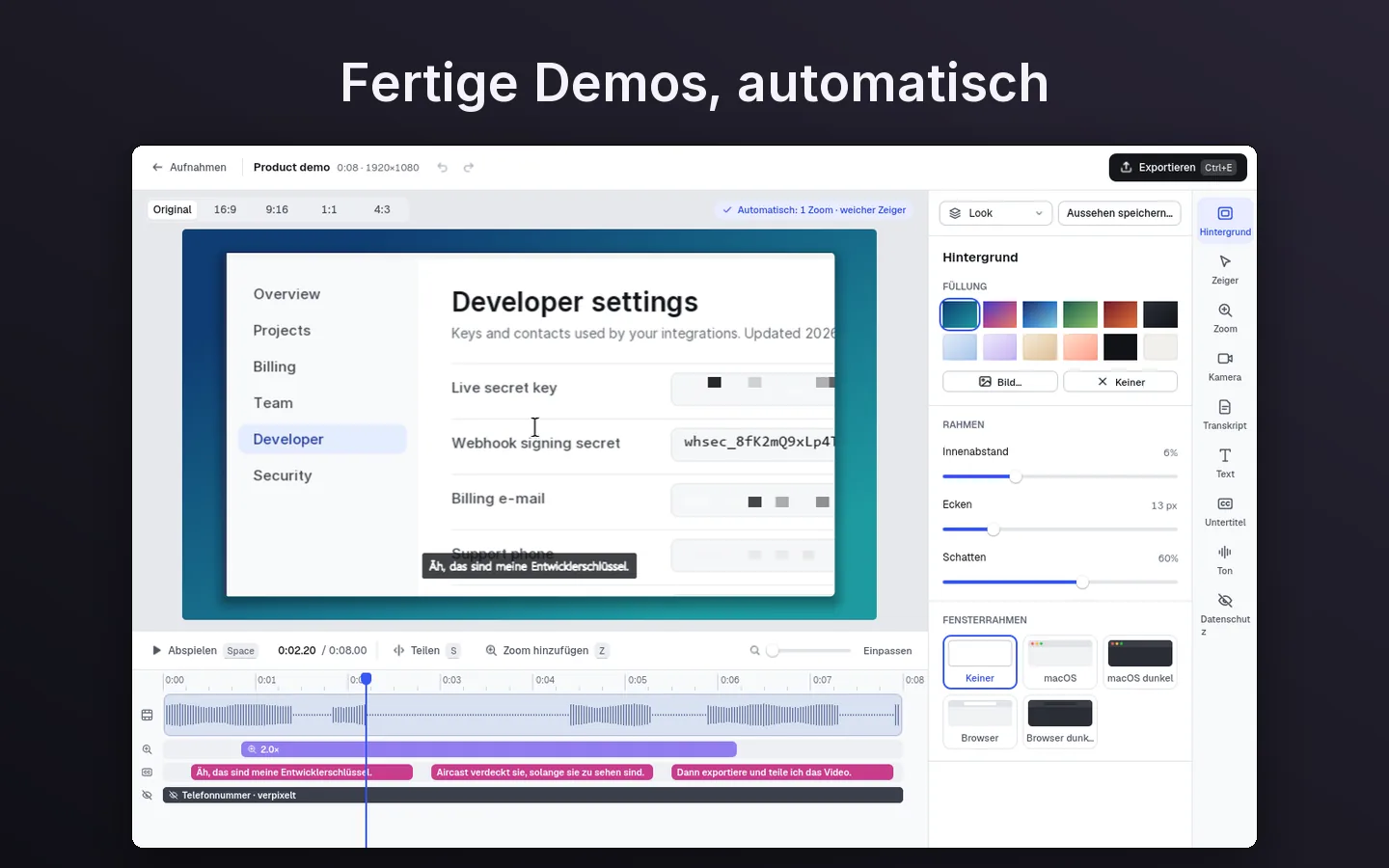 Fertige Demos, automatisch
