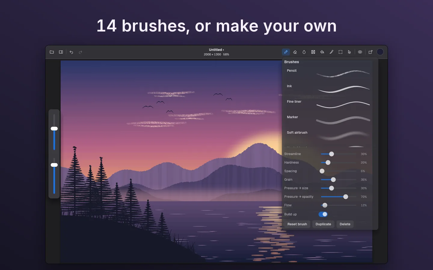 14 brushes, or make your own