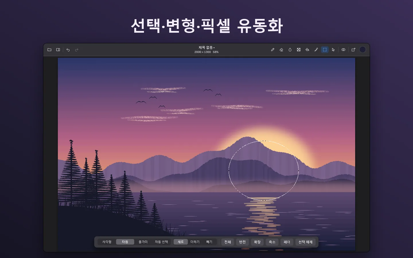 선택·변형·픽셀 유동화