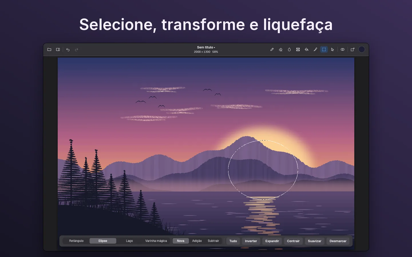 Selecione, transforme e liquefaça