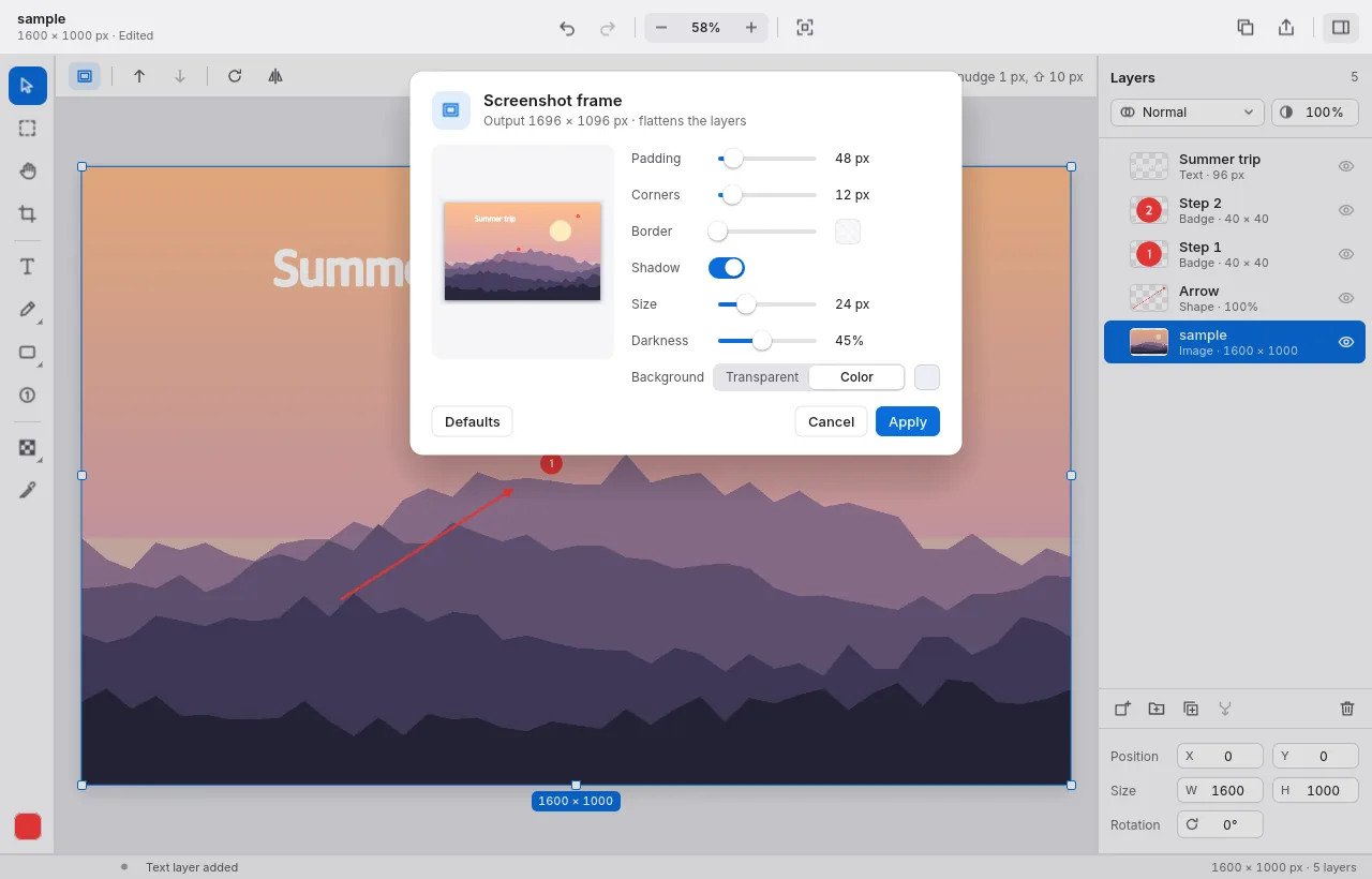 Screenshot-Rahmen