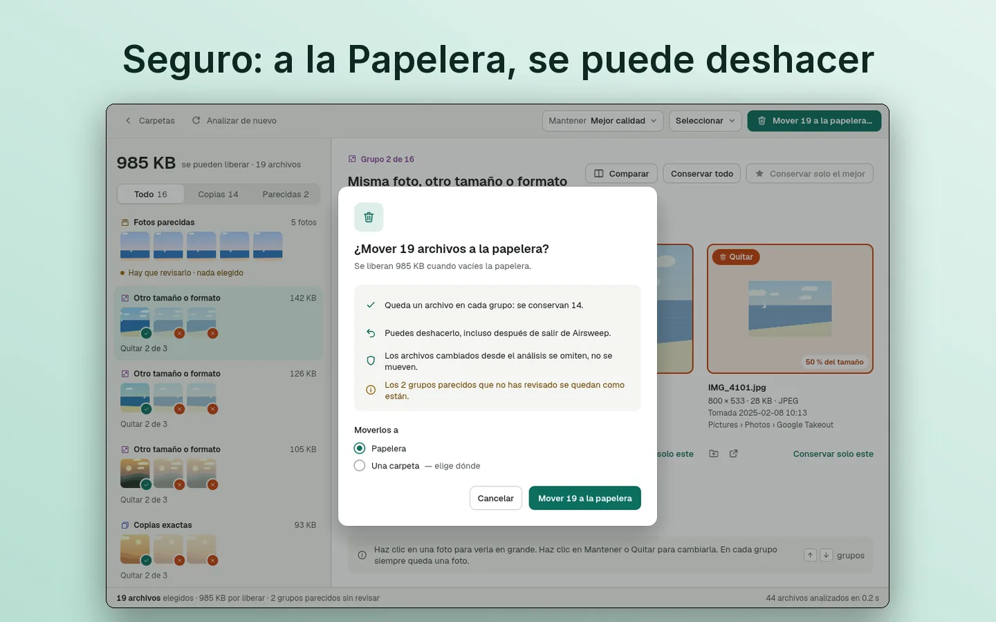 Seguro: a la Papelera, se puede deshacer